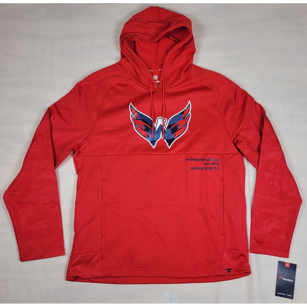 Fanatics Washington Capitals NHL Hoodie Mens Large Red Camo Weagle Pullover NWT